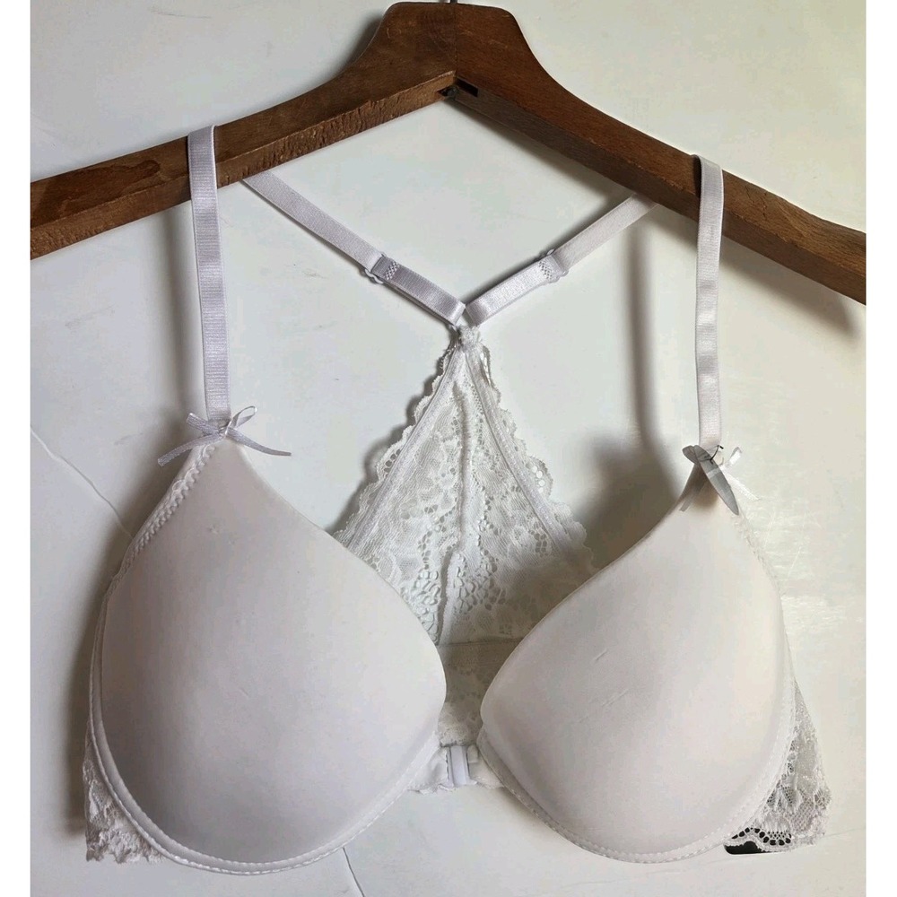 NWT 36C‎ Rene Rofe Womens White lace Racerback Underwire Bra Padded